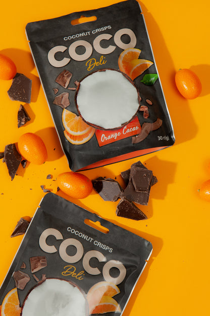 Coconut Crisps Coco Deli With Orange And Cocoa, 30 gr.
